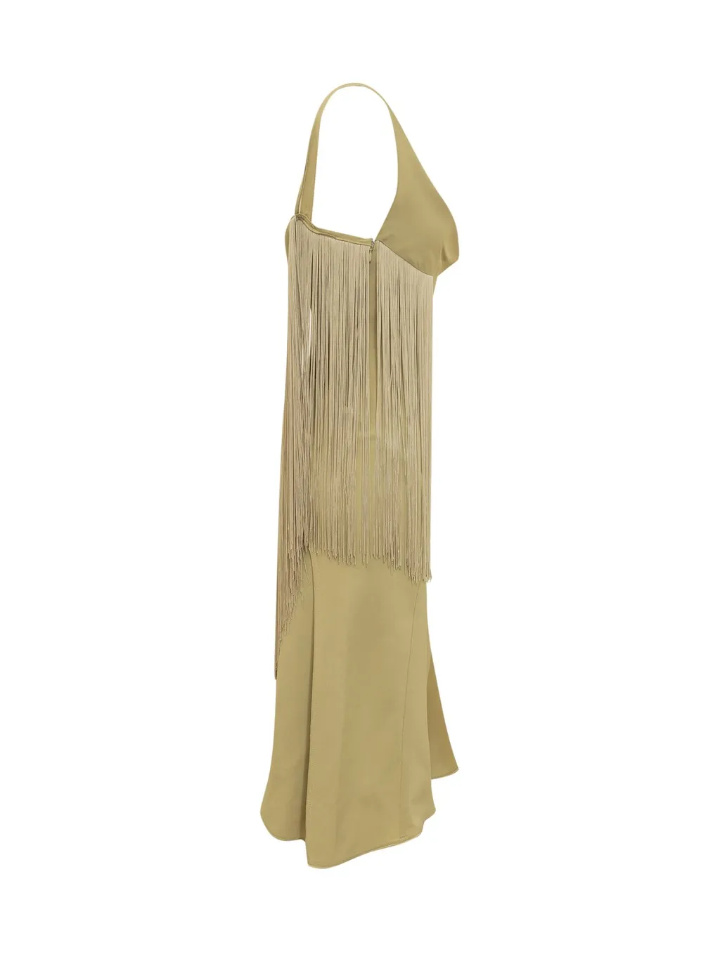 Asymmetric Midi Dress With Fringe