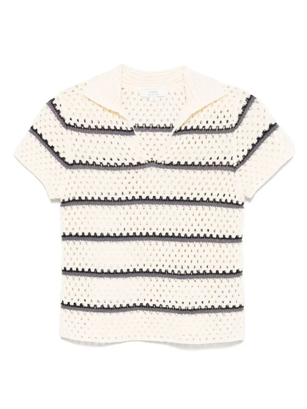 Cropped Crochet Polo Shirt