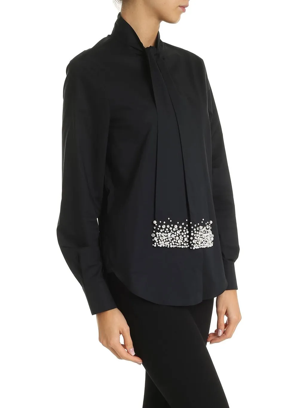 Shirt With Bow And Embellishment