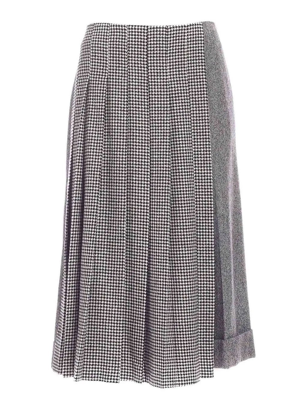 Pleated Houndstooth Skirt