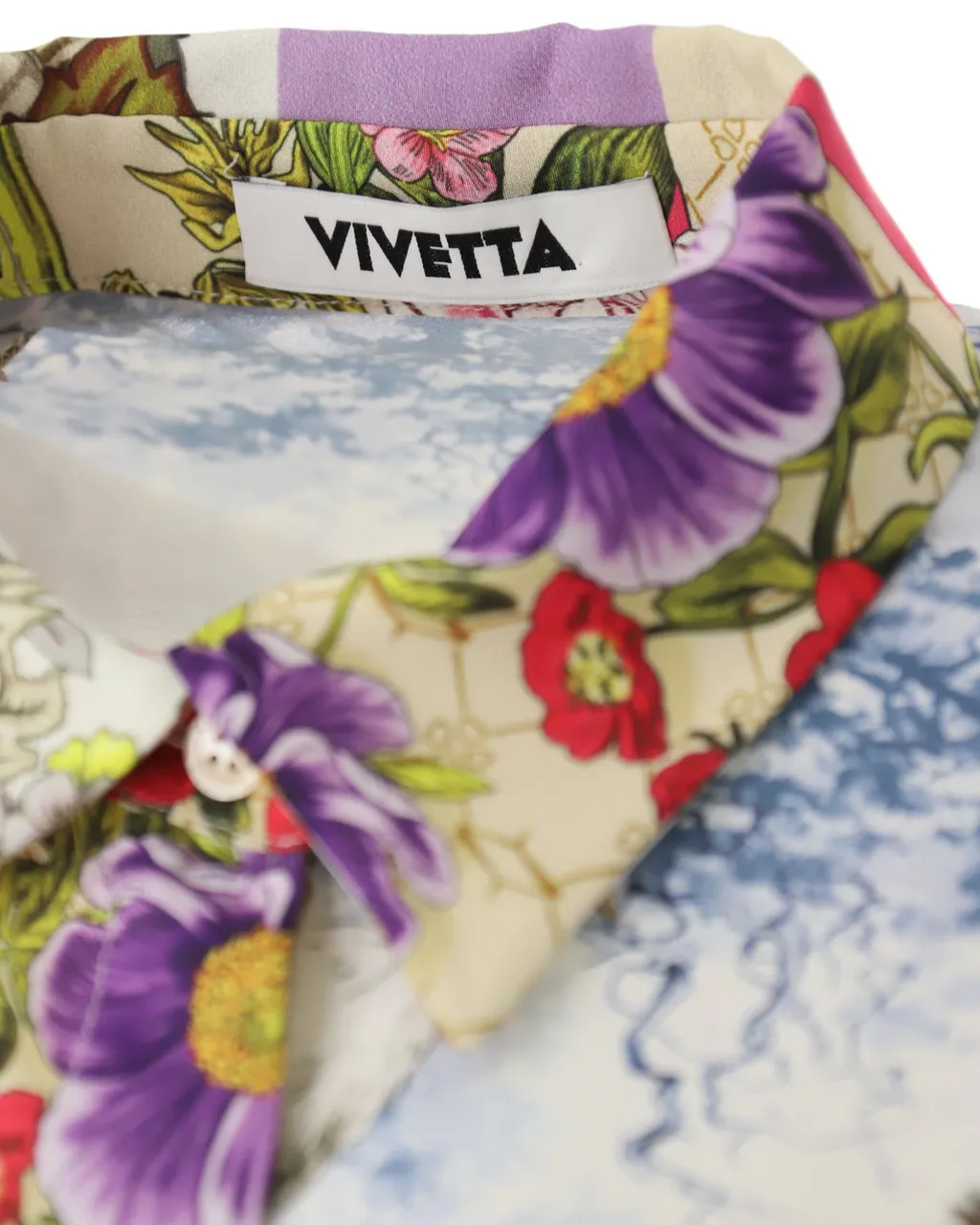 Floral And Bird Print Silk Shirt