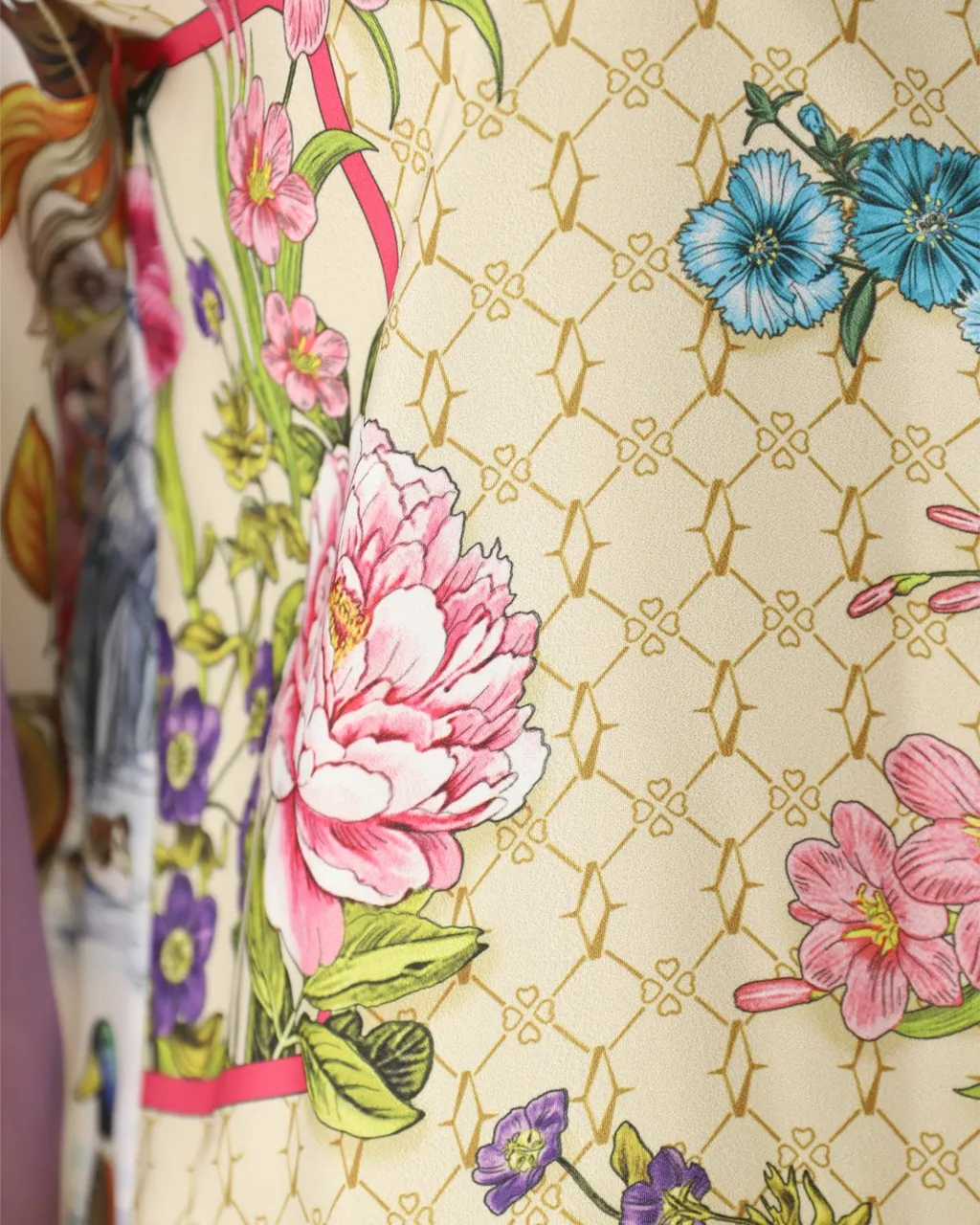 Floral And Bird Print Silk Shirt