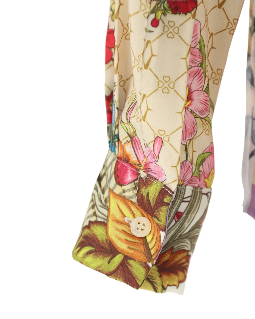Floral And Bird Print Silk Shirt