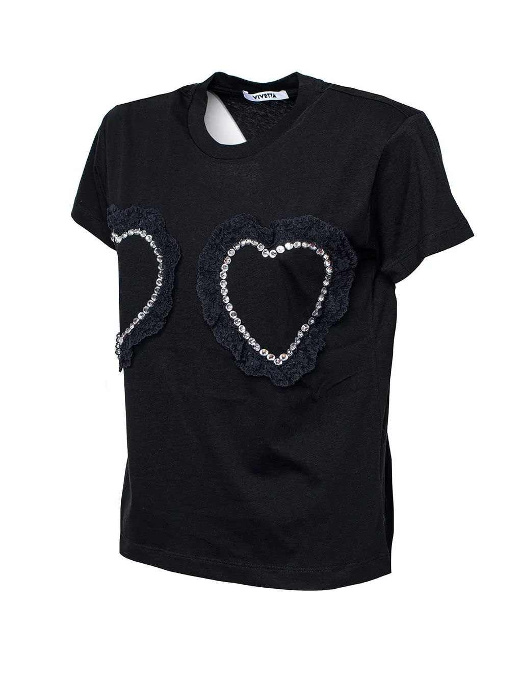 T-Shirt With Heart Appliques