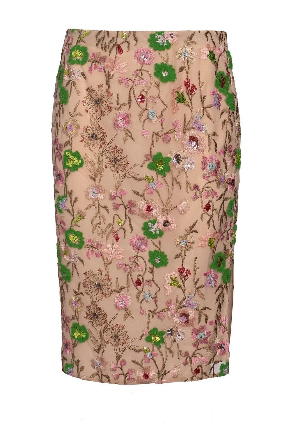 Embroidered Floral Pencil Skirt