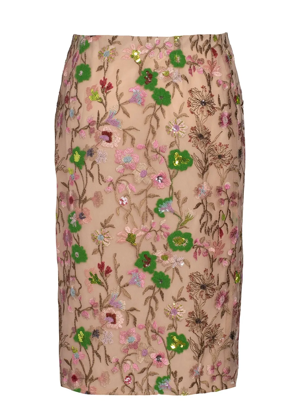 Embroidered Floral Pencil Skirt