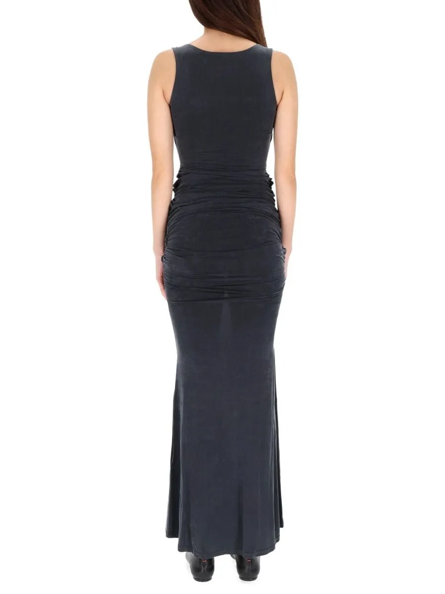 Ruched Cowl Neck Maxi Dress