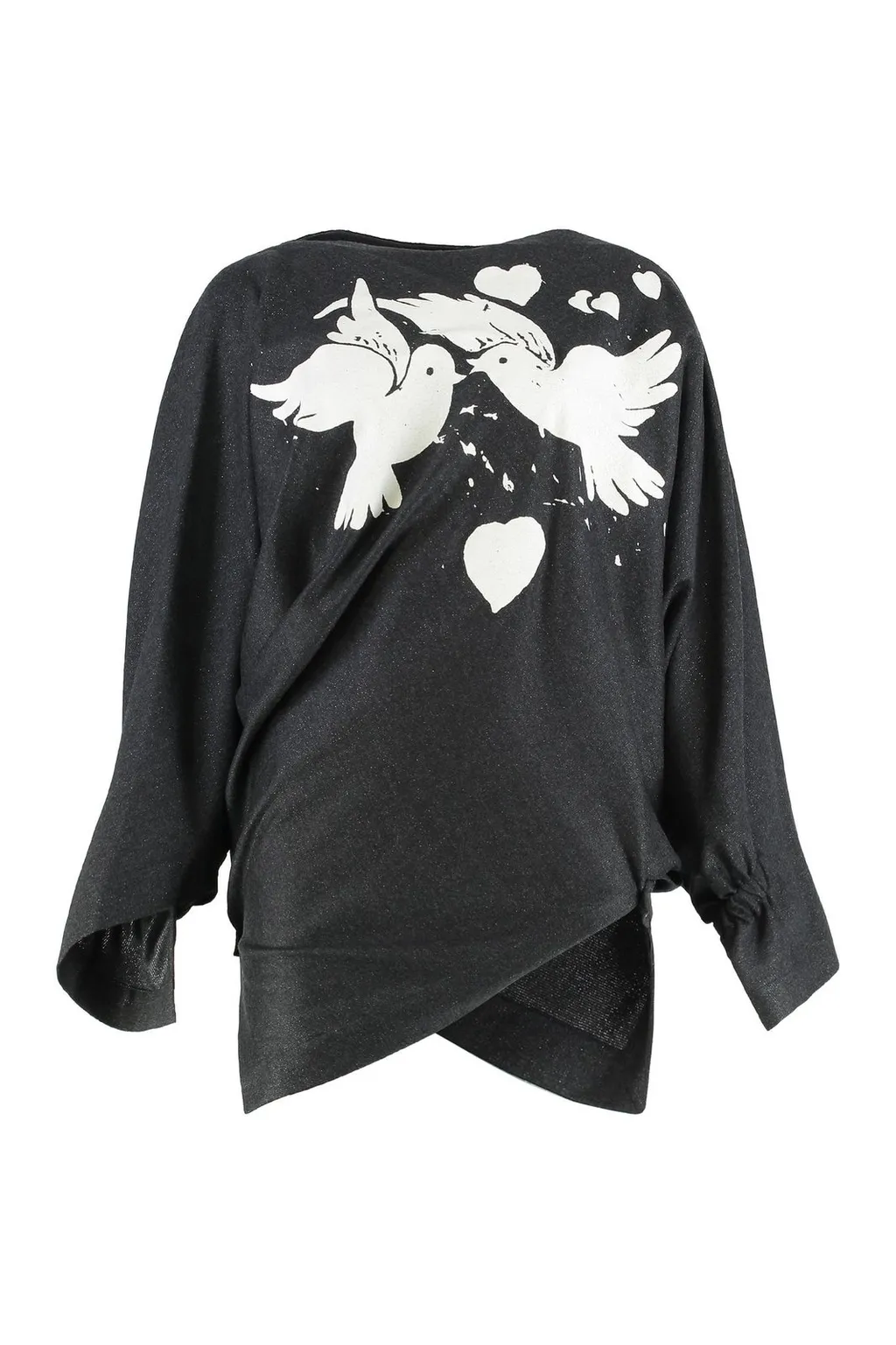 Sweatshirt With Bird And Heart Print