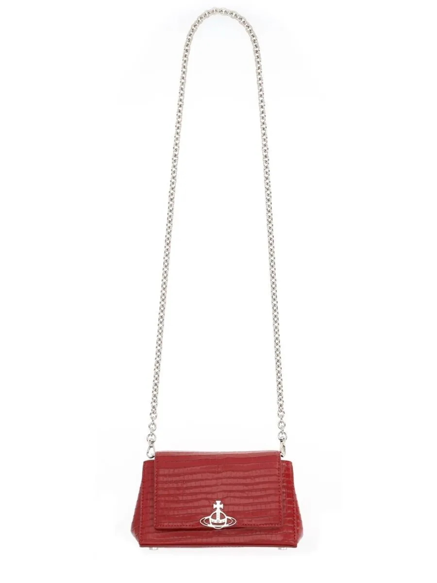 Vivienne Westwood Small Croc Embossed Shoulder Bag