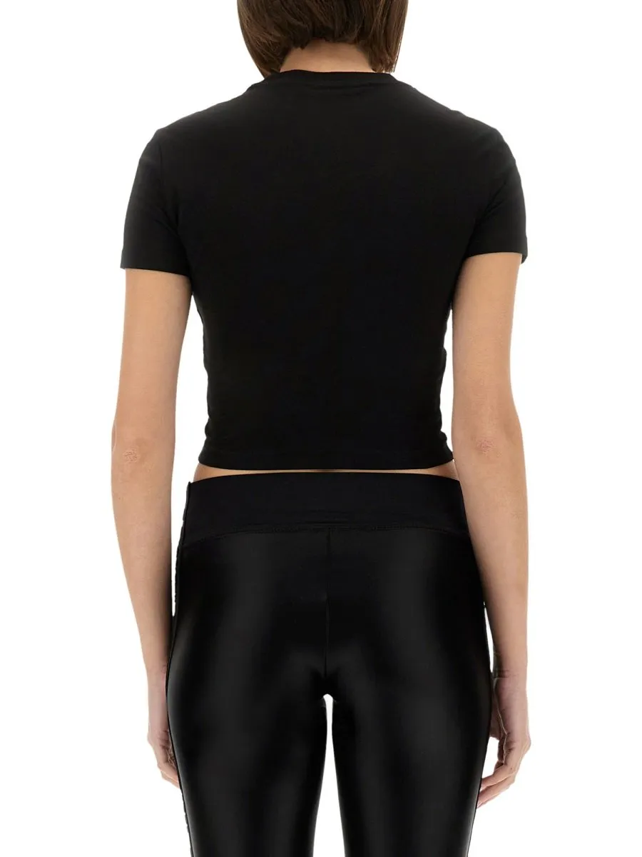Cropped T-Shirt With Barocco Print