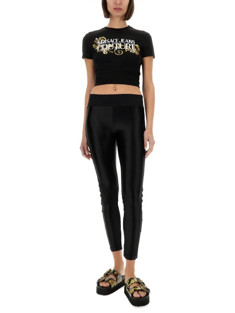 Cropped T-Shirt With Barocco Print