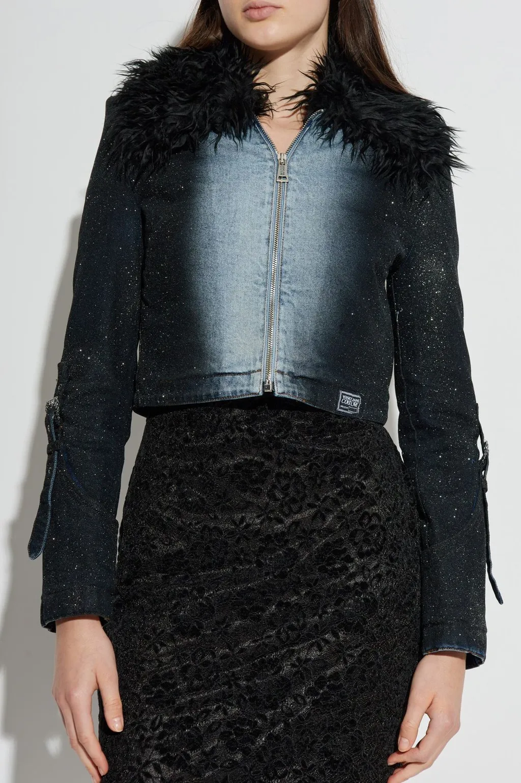 Denim Jacket With Faux Fur Collar