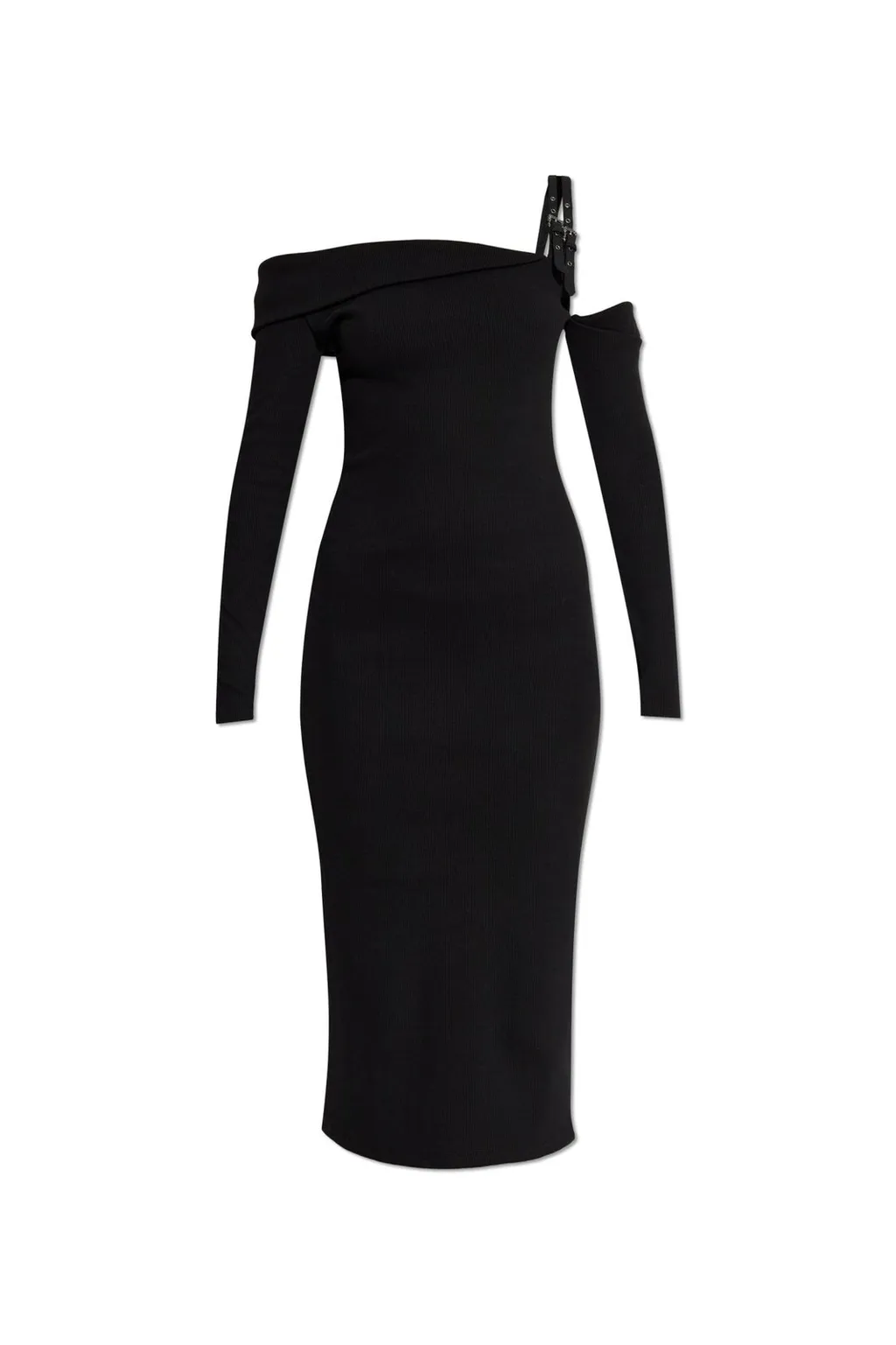 Asymmetric Neckline Midi Dress