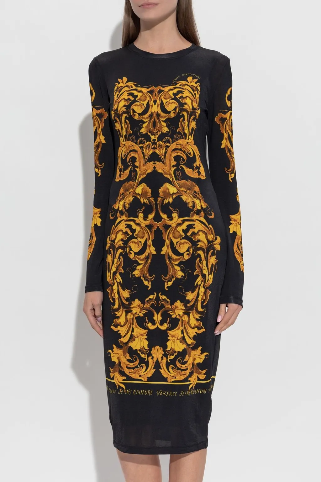 Baroque Print Midi Dress