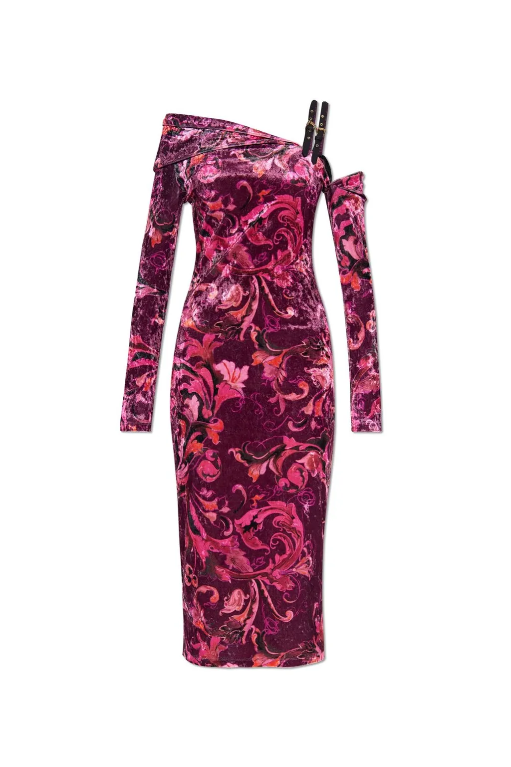 Draped One-Shoulder Velvet Dress