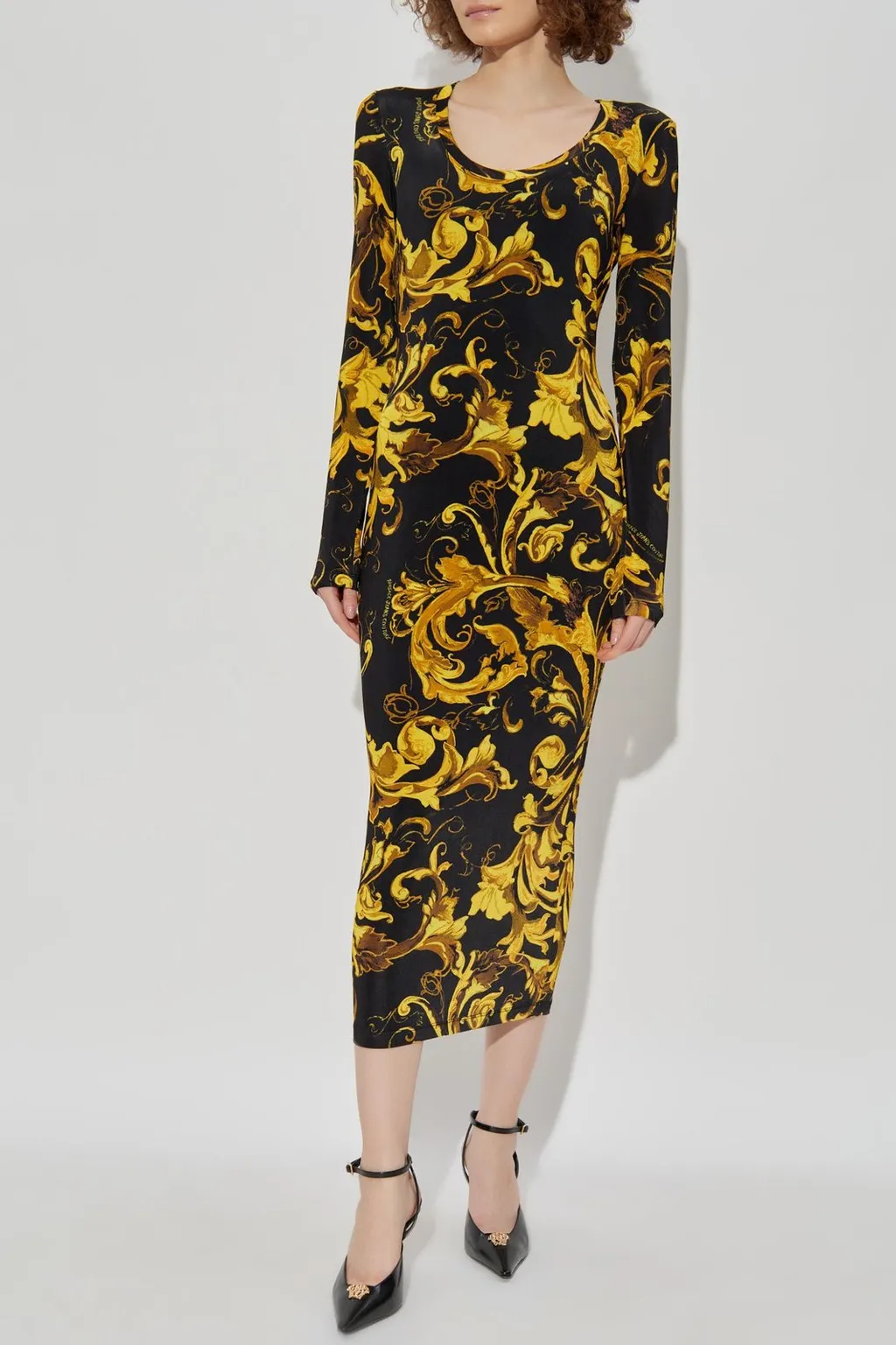 Baroque Print Long Sleeve Dress