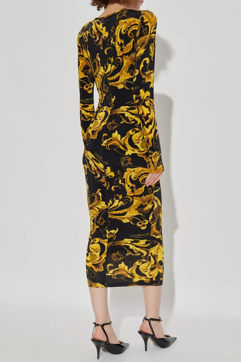 Baroque Print Long Sleeve Dress