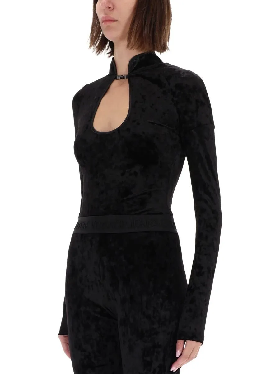 Velvet Cutout Long Sleeve Bodysuit