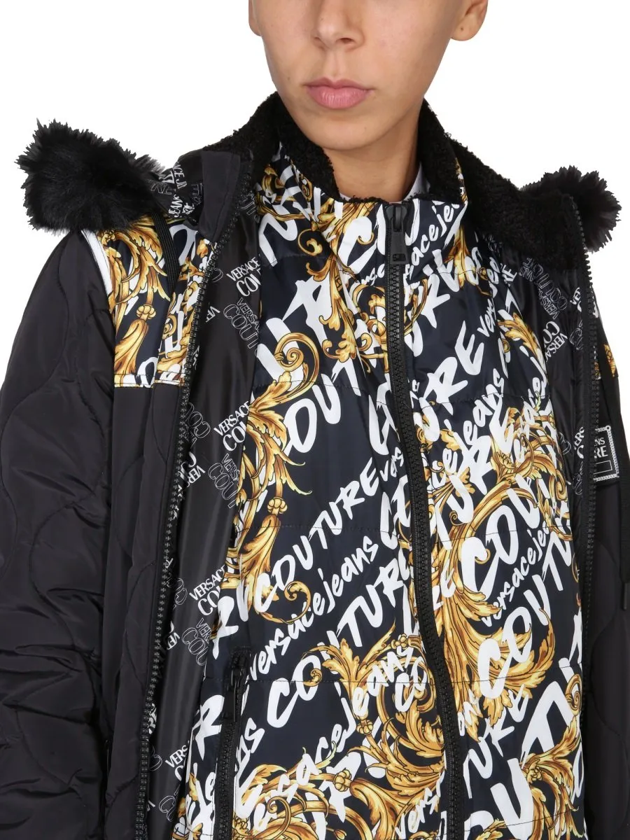 Quilted Coat With Baroque Print