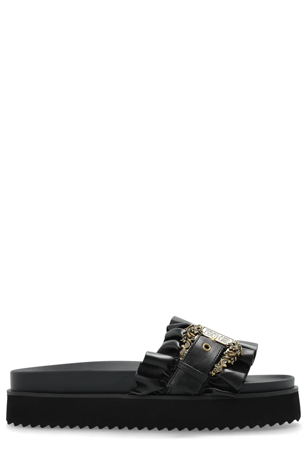 Platform Slides With Ruffles And Buckle