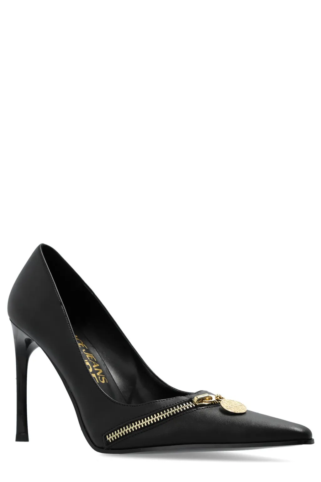 Pointed Toe Stiletto Pumps With Zipper Detail