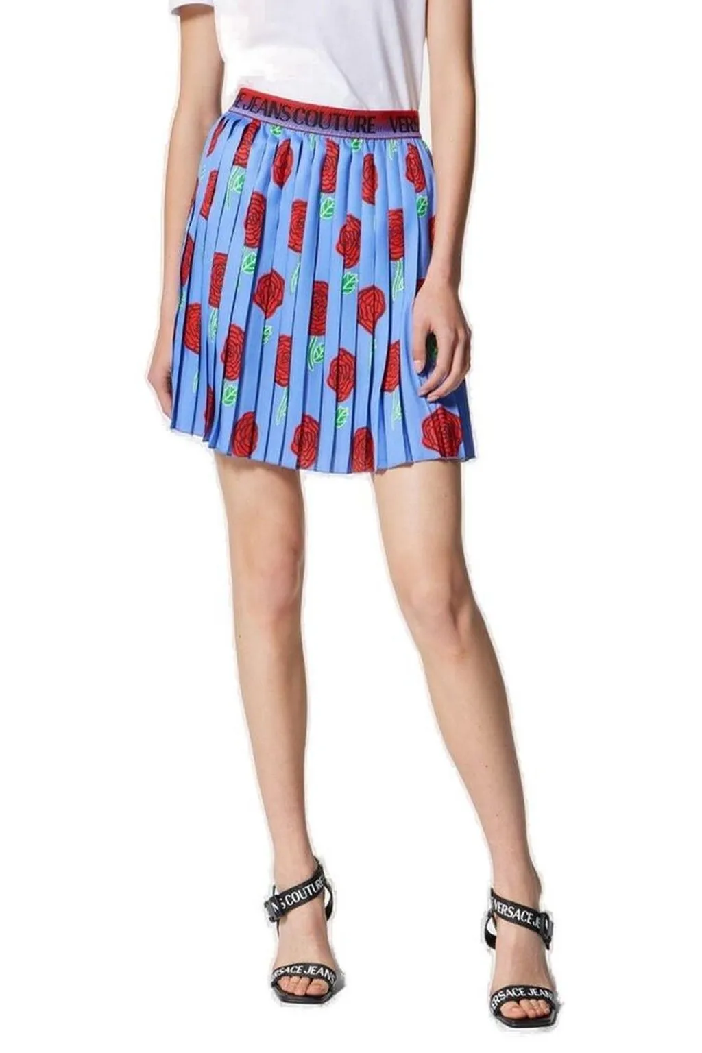 Pleated Skirt With Rose Print