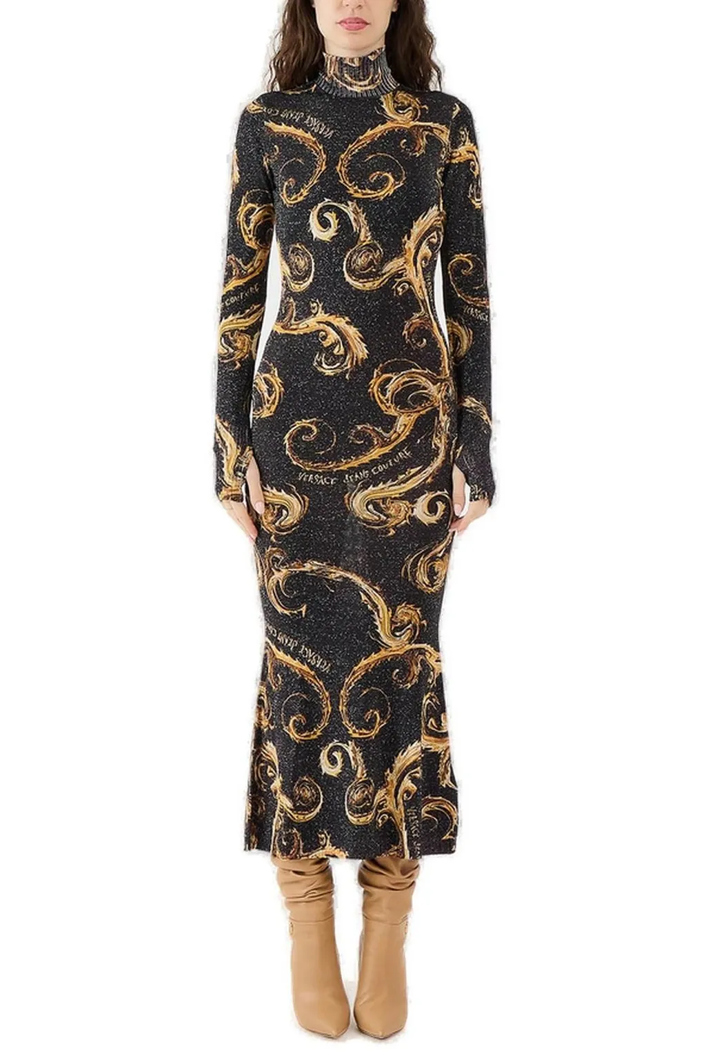 Long-Sleeve Printed Dress