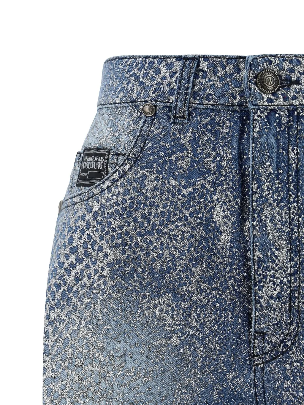 Denim Shorts With All-Over Print