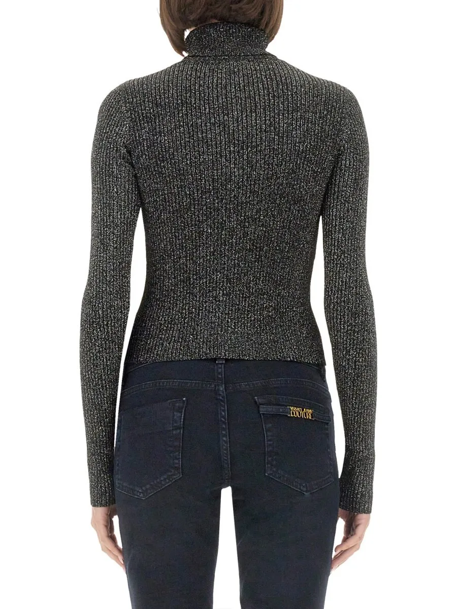 Ribbed Turtleneck Sweater With Cut-Out Detail