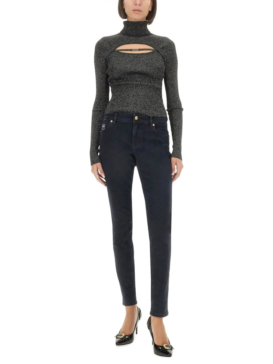 Ribbed Turtleneck Sweater With Cut-Out Detail