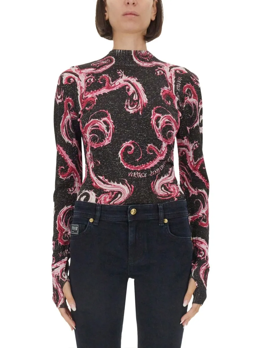 Baroque Print Long-Sleeve Top