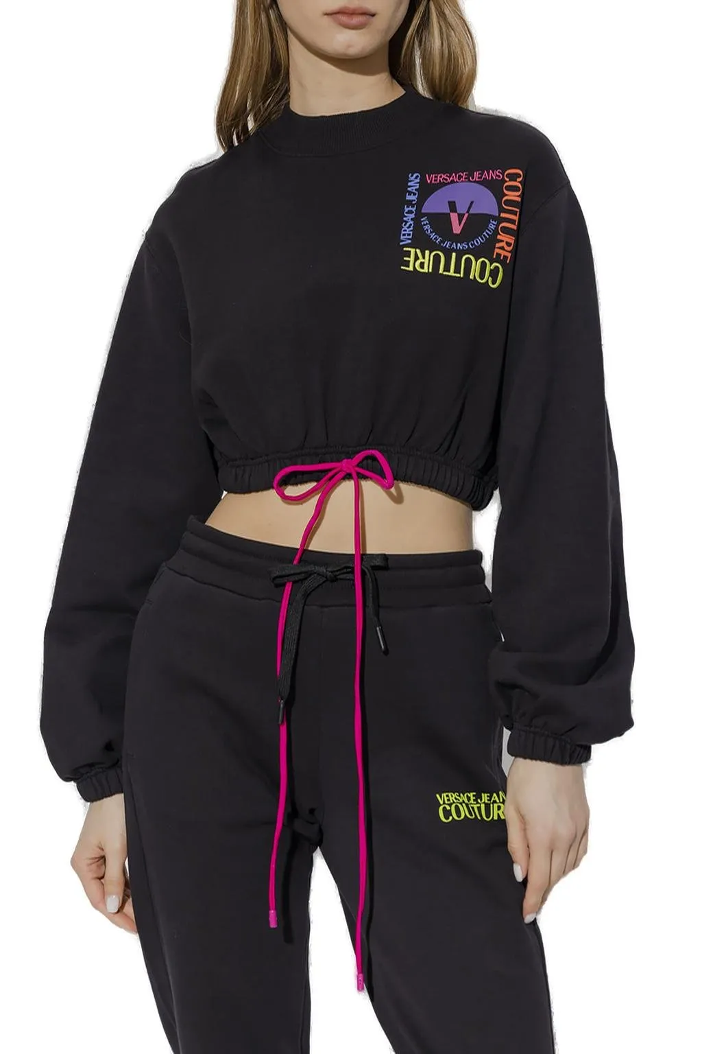 Cropped Sweatshirt With Drawstring Waist