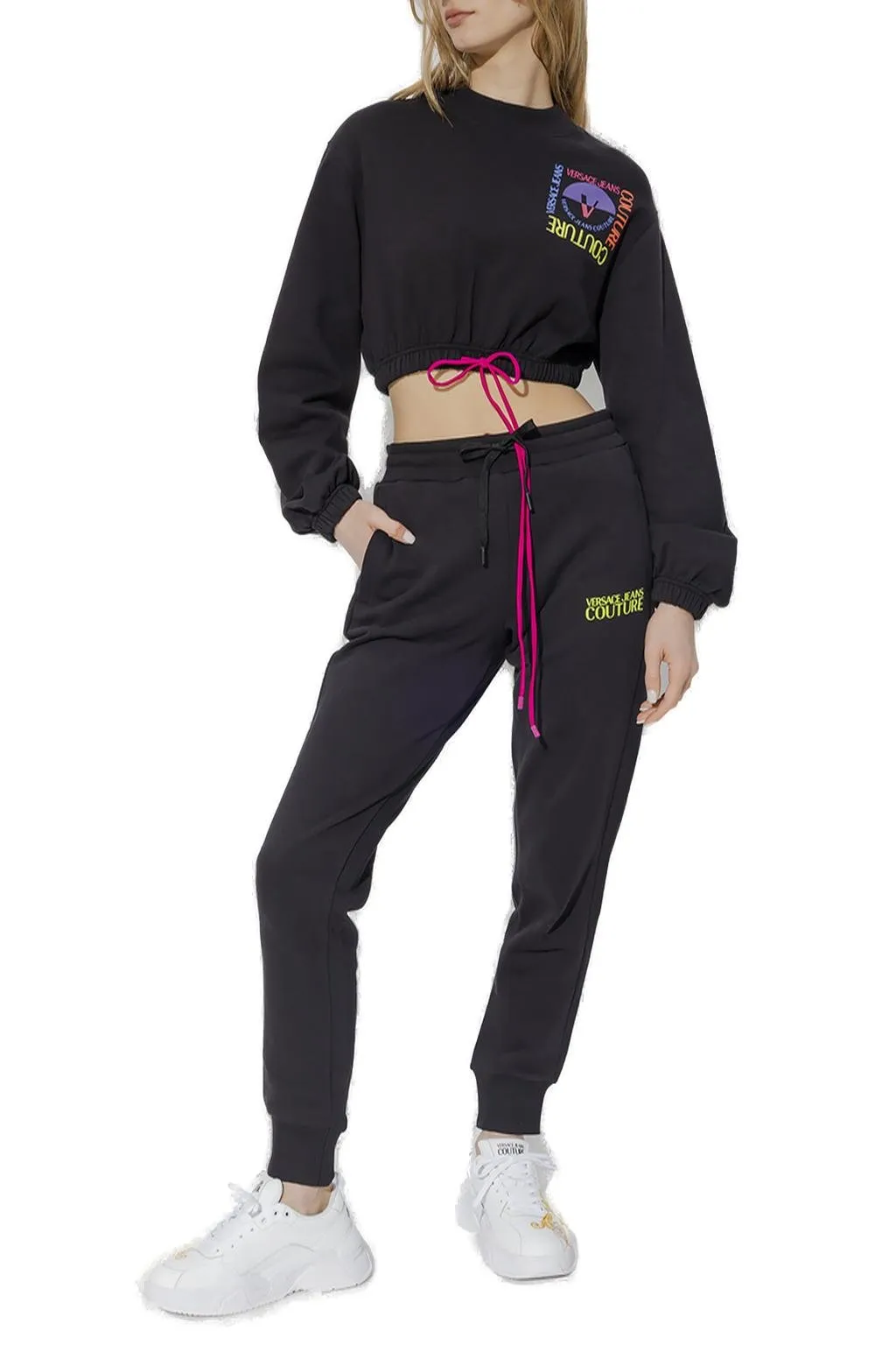 Cropped Sweatshirt With Drawstring Waist