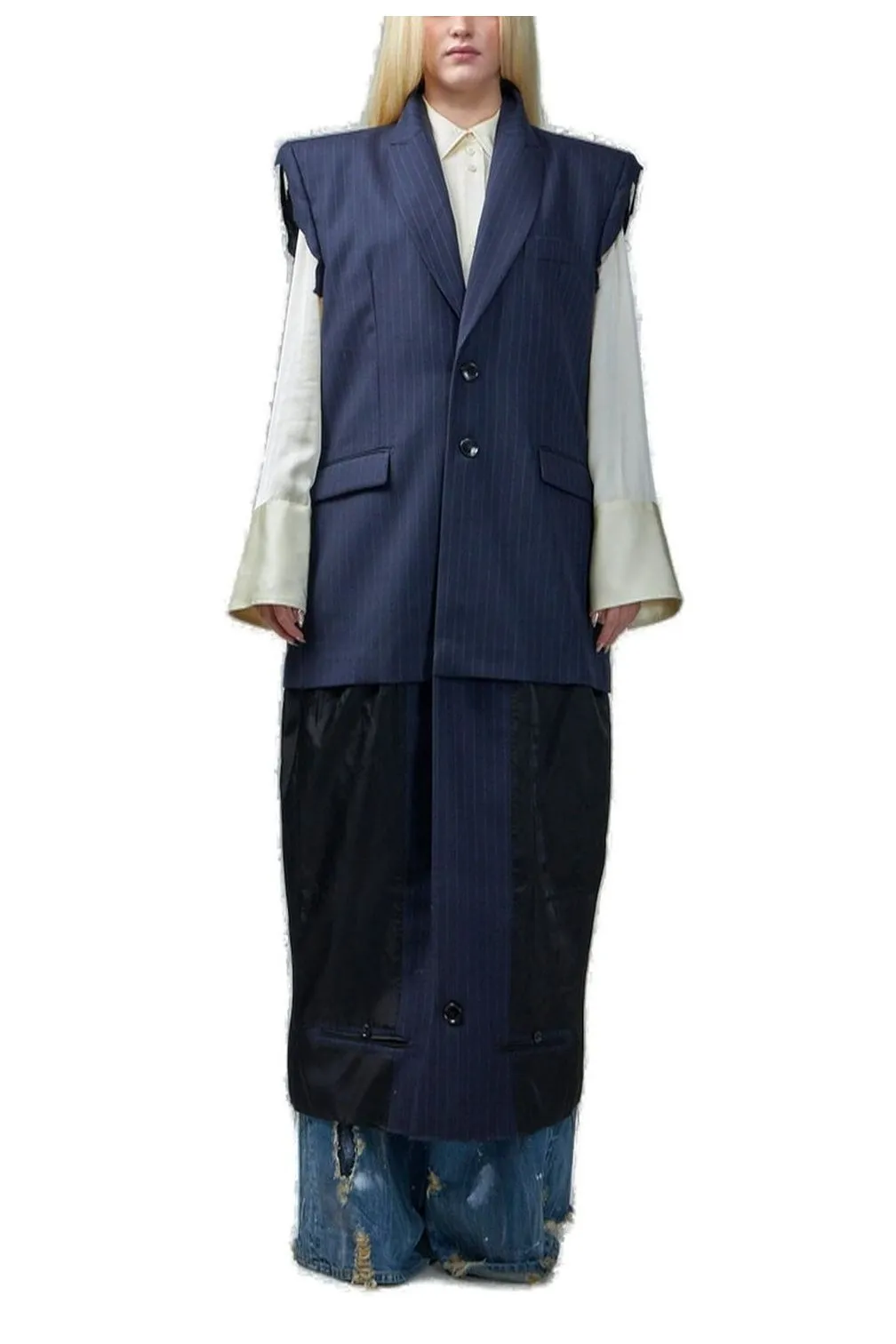 Sleeveless Pinstripe Vest Dress