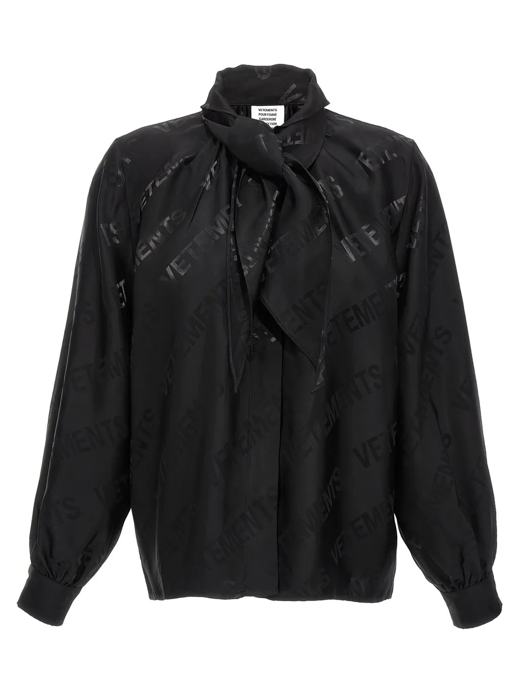 Logo Print Pussy-Bow Blouse