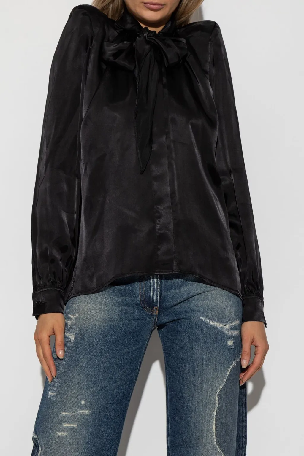 Satin Blouse With Bow