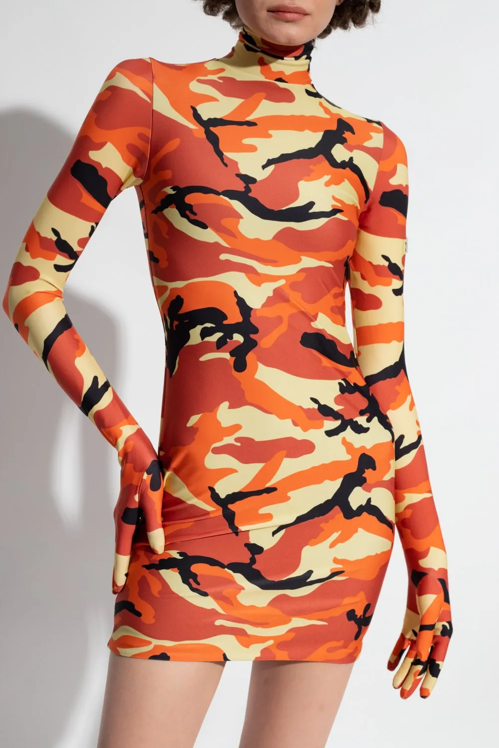 Camo Print Turtleneck Mini Dress