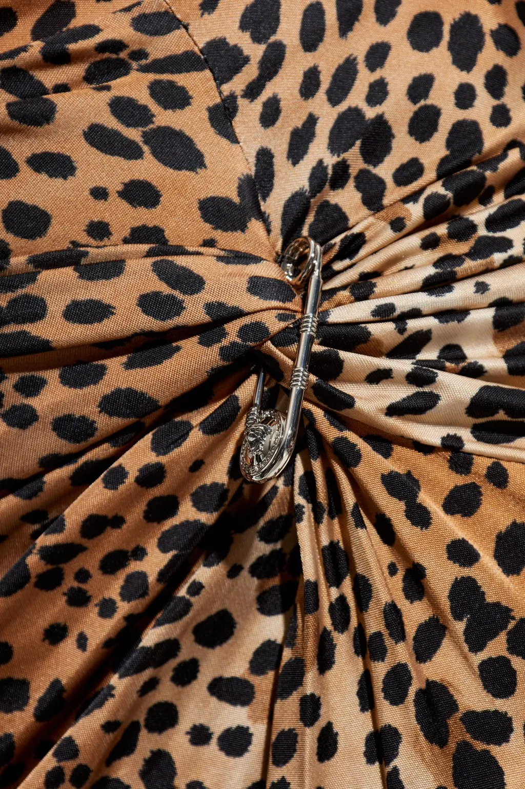 Leopard Print Ruched Midi Skirt