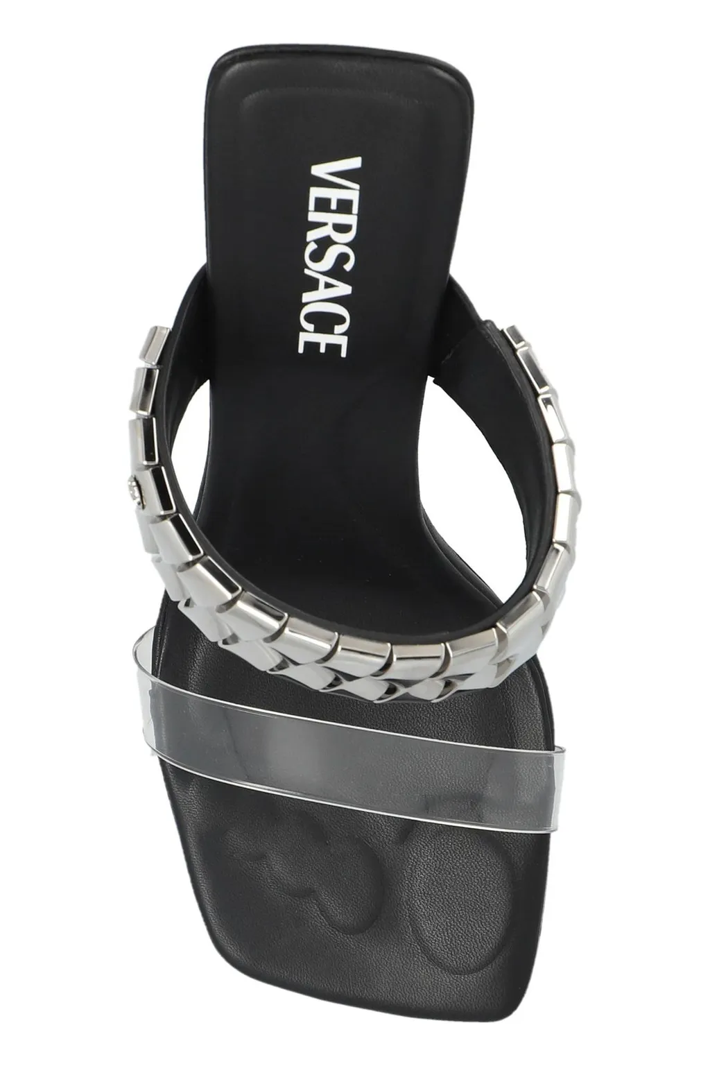 Mules With Metallic Chain Detail