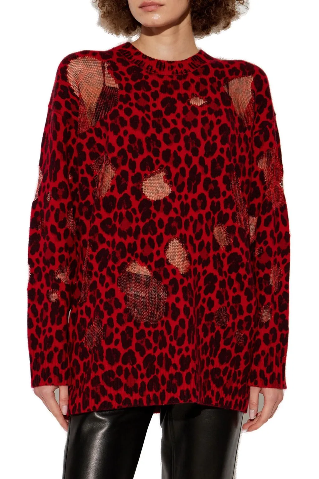 Leopard Print Distressed Sweater
