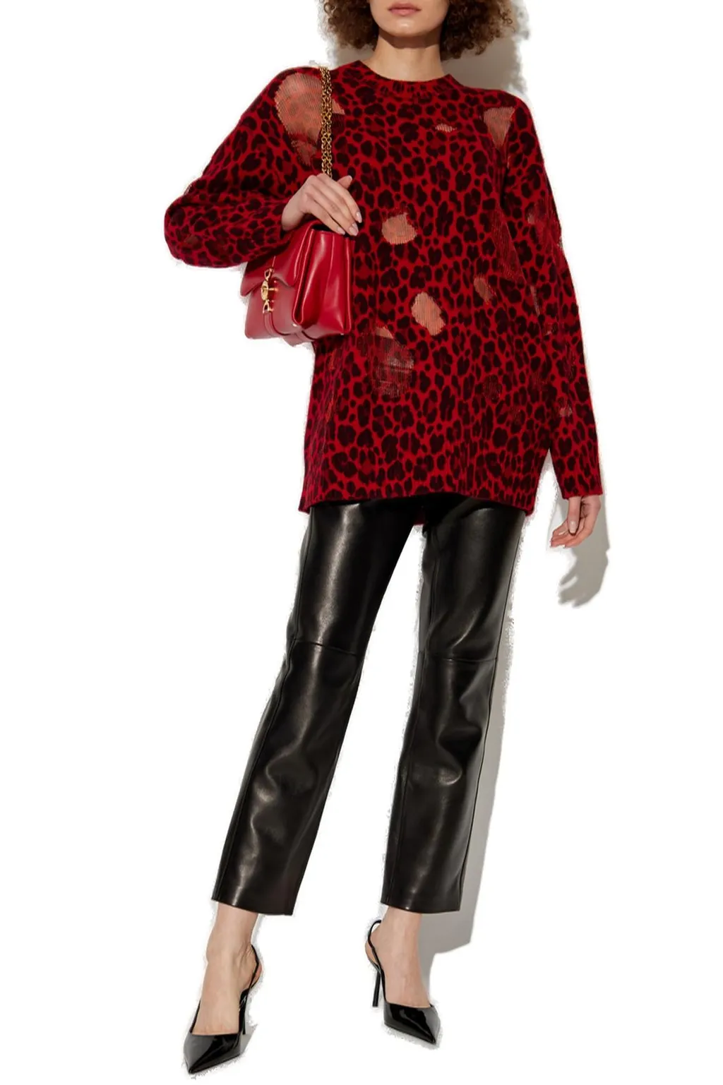 Leopard Print Distressed Sweater