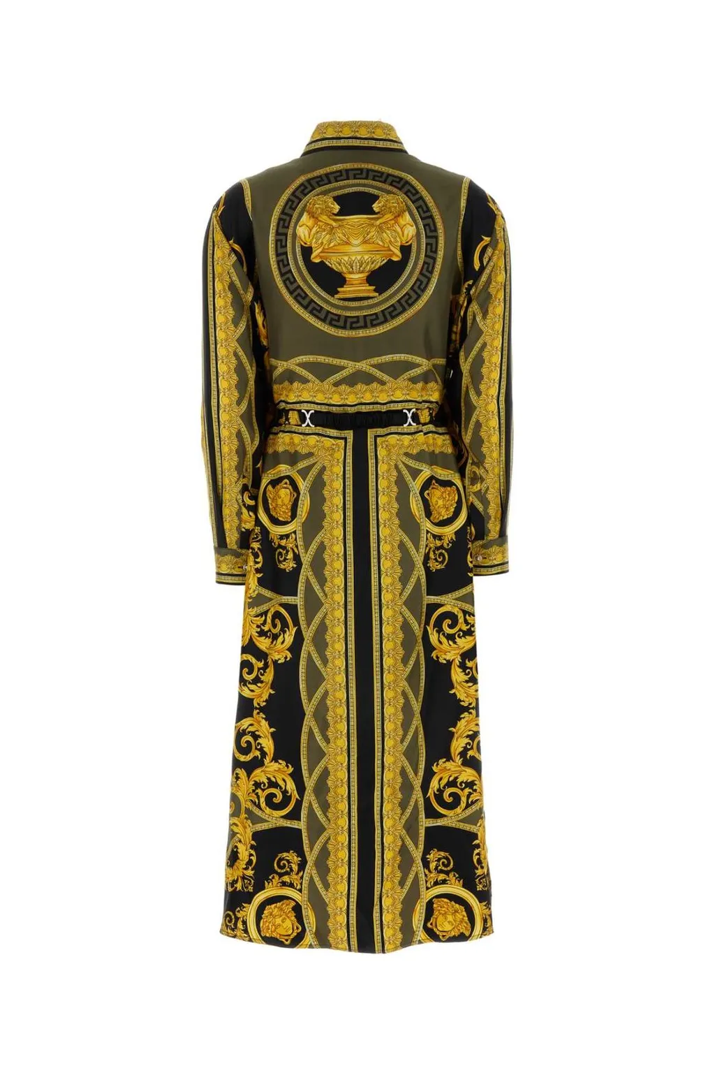 Barocco Print Silk Shirt Dress