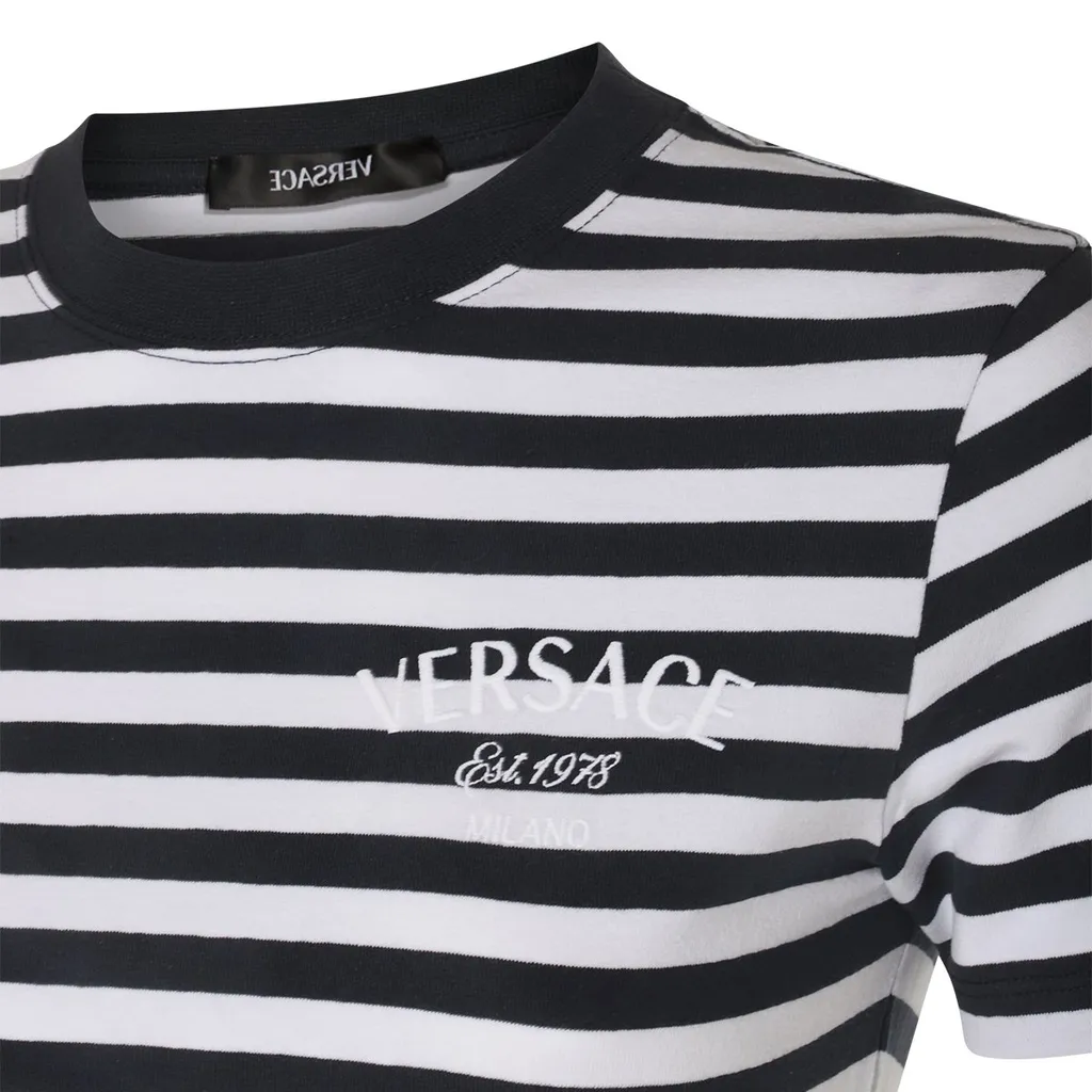 Striped T-Shirt With Anchor And Flags Print