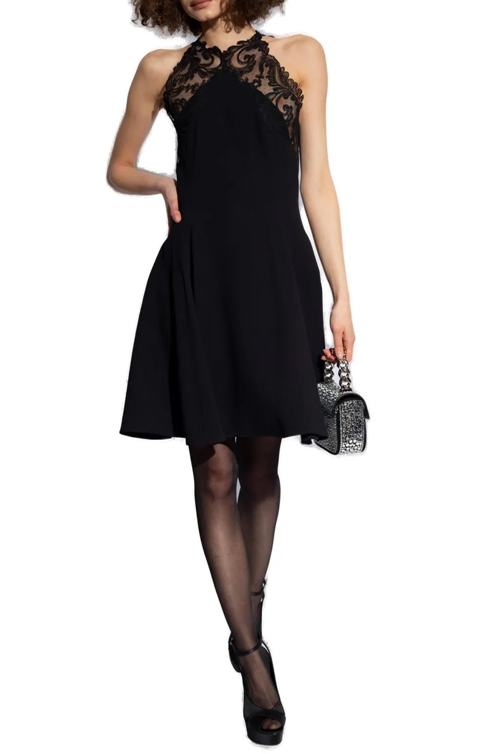 Halterneck Lace Trim Dress