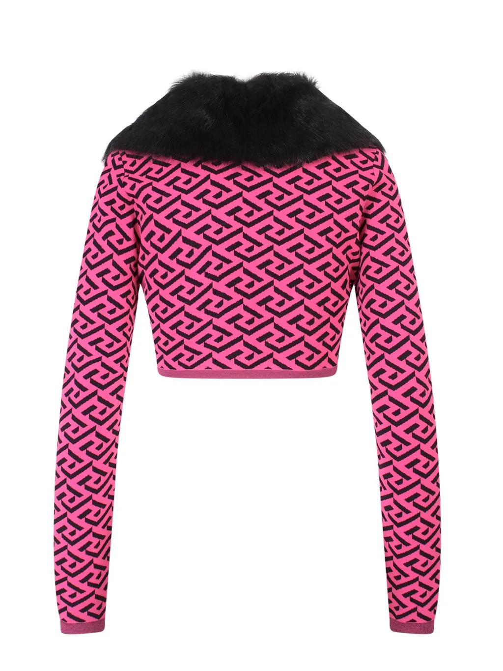 Cropped Cardigan With Fur Collar