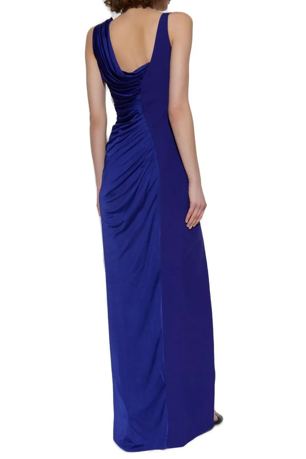 Draped Maxi Dress With High Slit