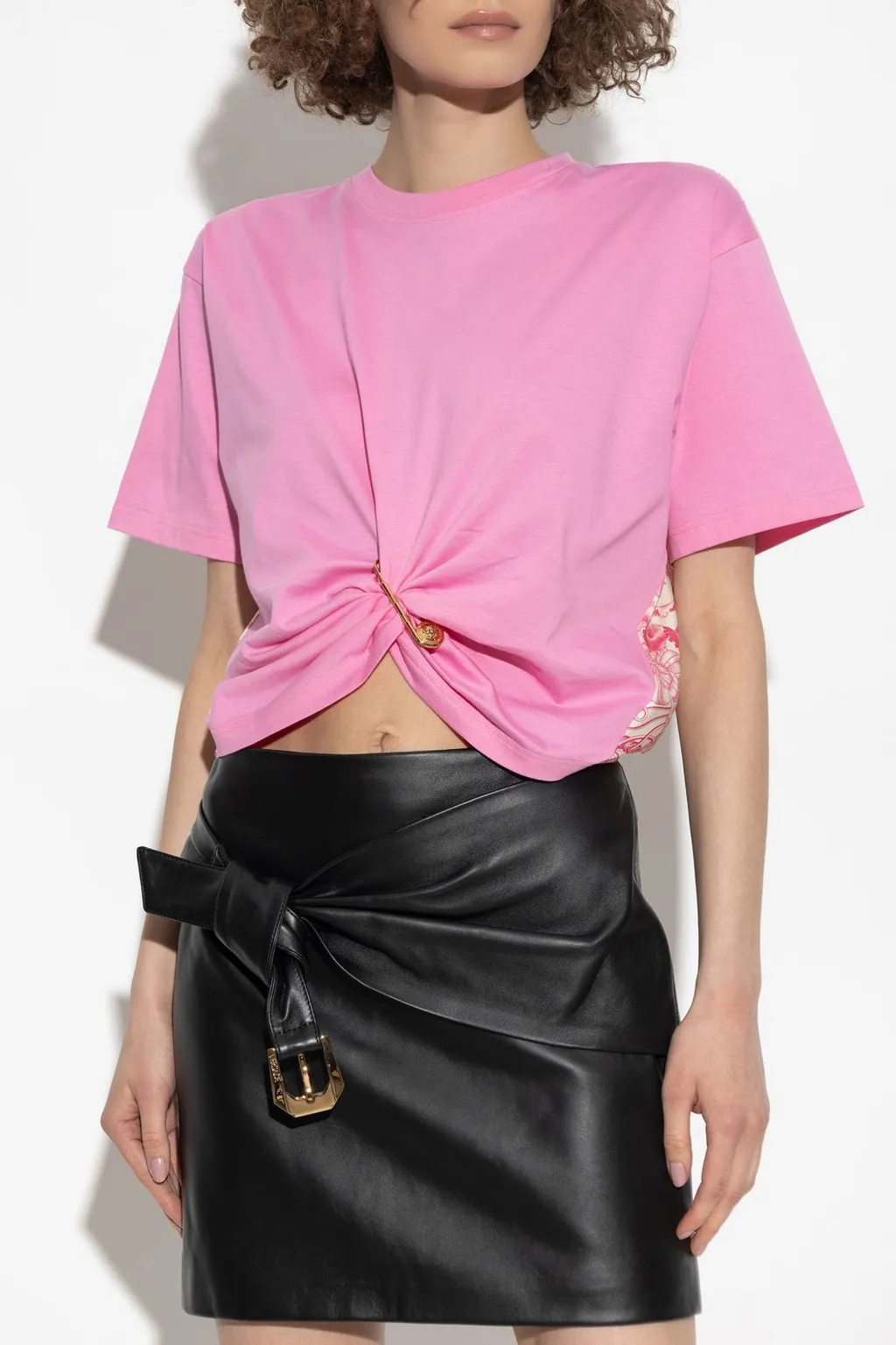 Cropped T-Shirt With Safety Pin Detail