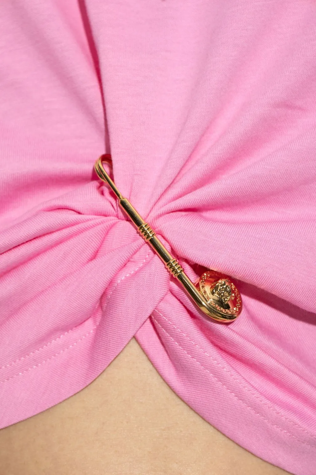 Cropped T-Shirt With Safety Pin Detail