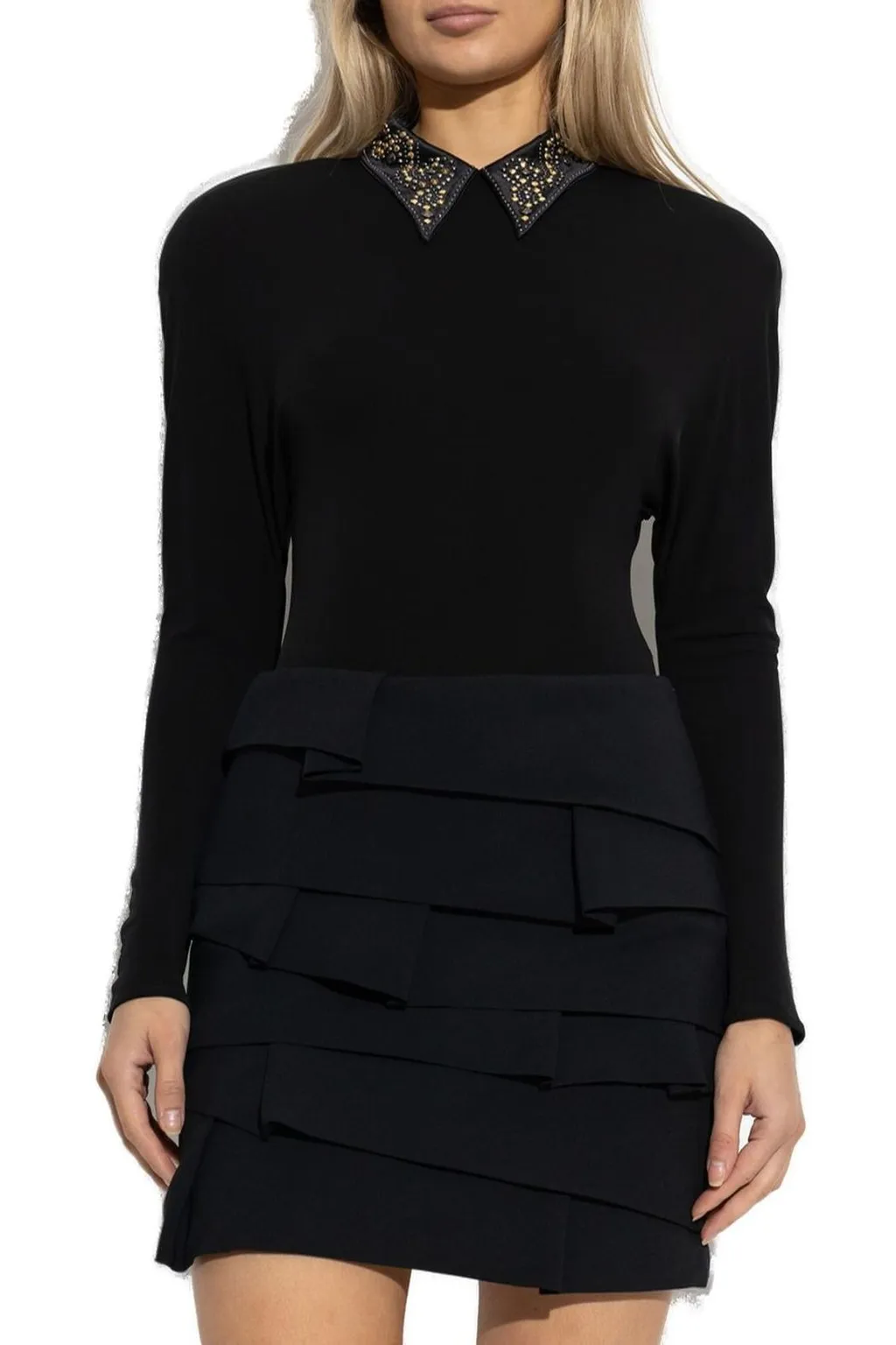 Bodysuit With Embellished Collar