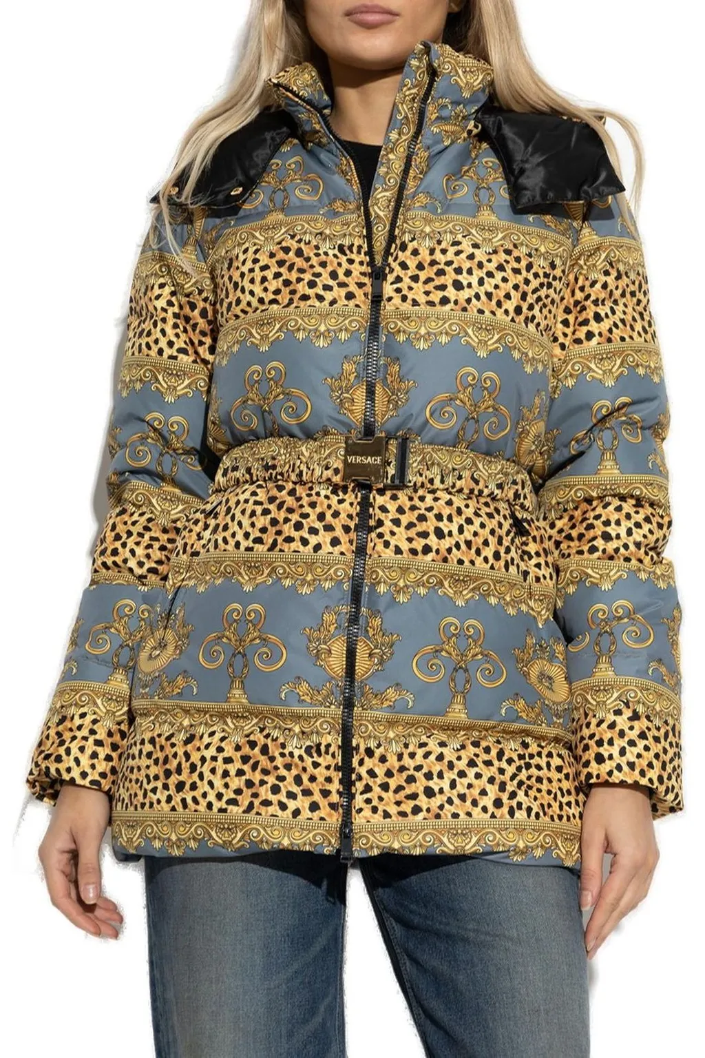 Puffer Jacket With Barocco Print